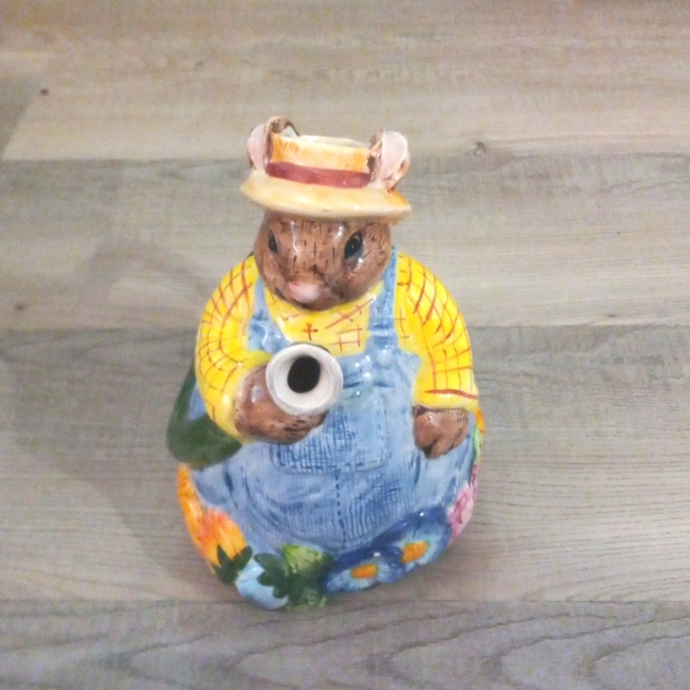 Ceramic Easter Bunny Pitcher, Pours Through the Garden Hose
